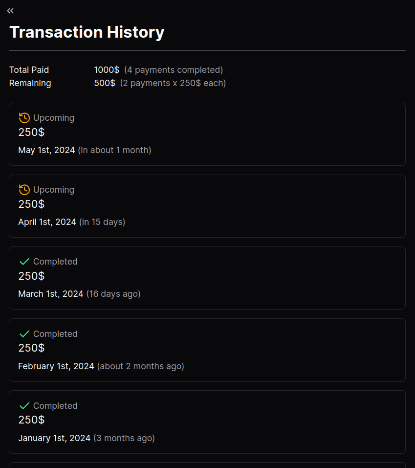Track Transaction History